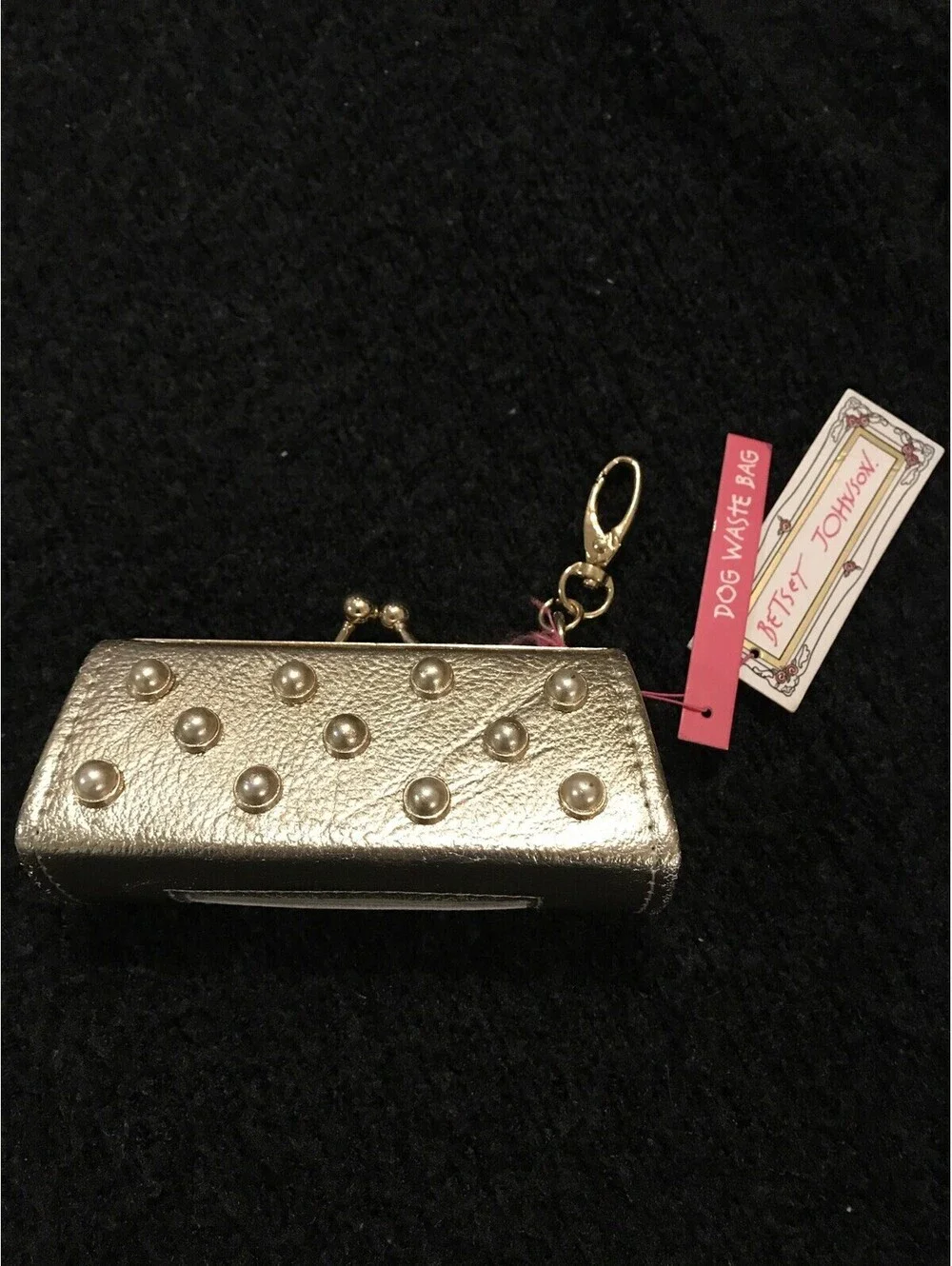 Betsey Johnson Dog Collar And Gold Dog Waste Bag NWT! M1294